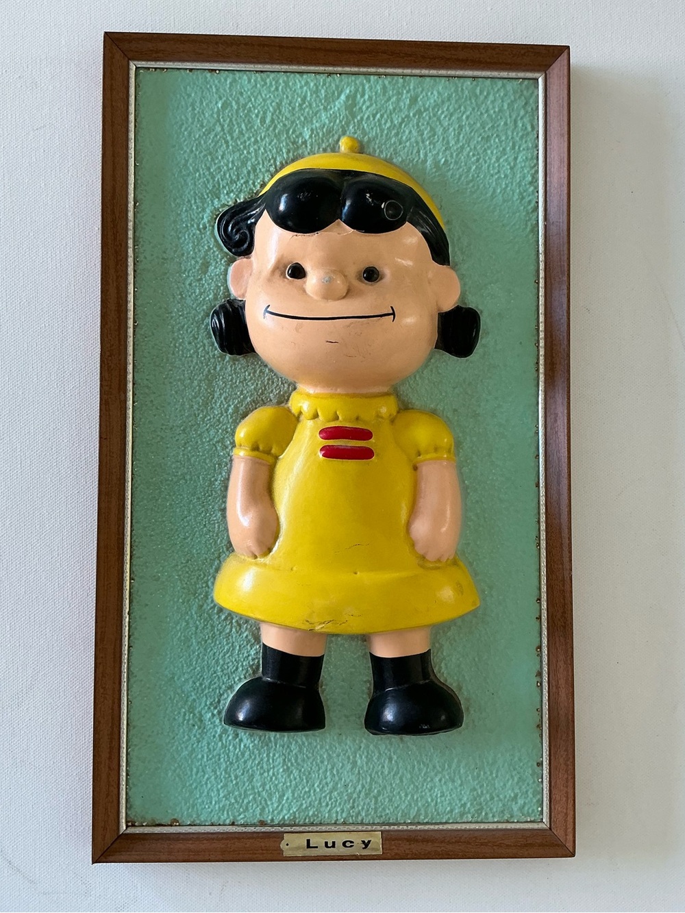 Vintage 1965 Peanuts Lucy & Linus 3D Wall Plaques Set Mid Century Decor - Picture 2 of 15